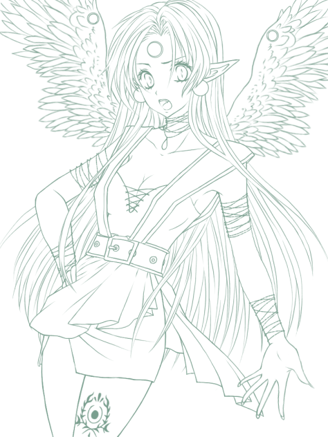 【線画】堕天使フィン