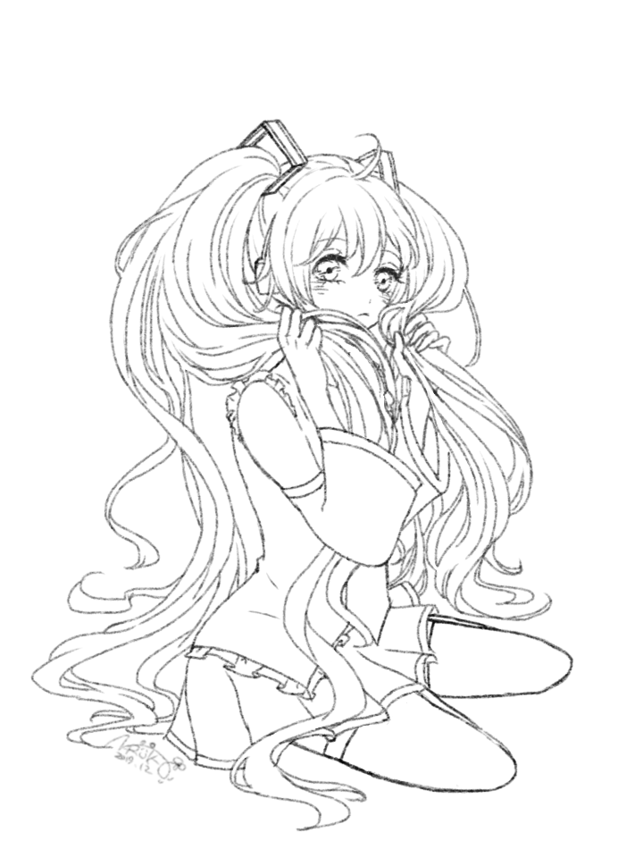 初音ミク(塗り絵用) - ibisPaint