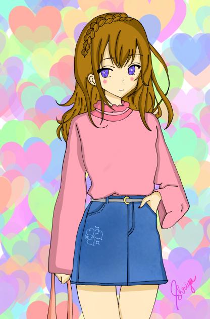 Anime girl 🖤(coloured version)