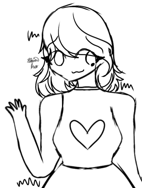 A Girl Waving at You Sketch