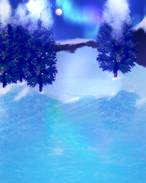 Frozen Lake with Northern lights