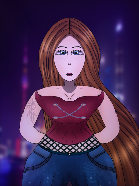 a girl with jeans
