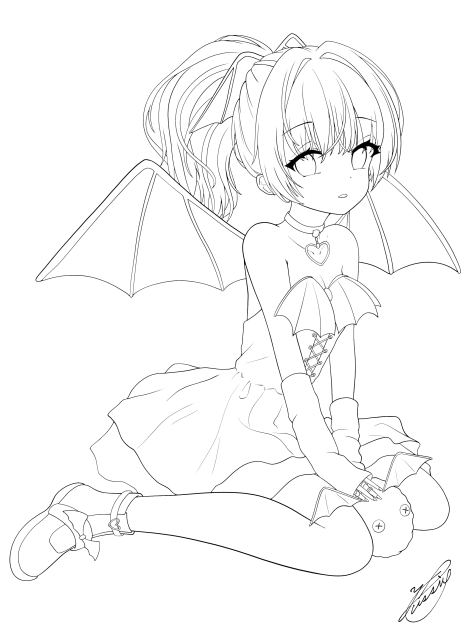 あくまっ娘召喚（線画）