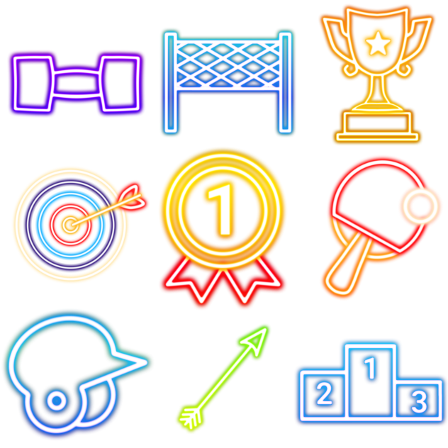 Sports neon icons 3 a