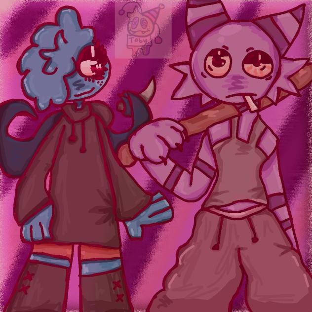 Steve  and purple guy (there's a knife)