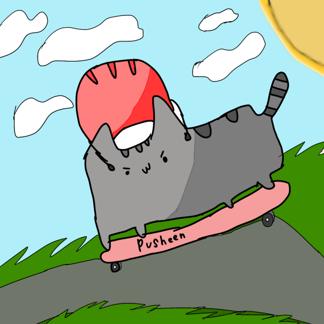 Pusheen try’s to skate