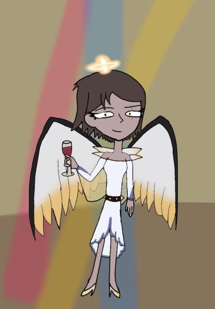Arrow wearing a party dress