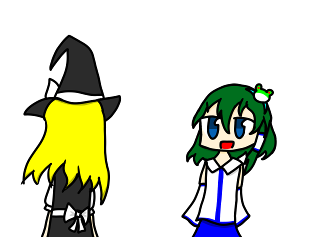 フリー素材 早苗&魔理沙