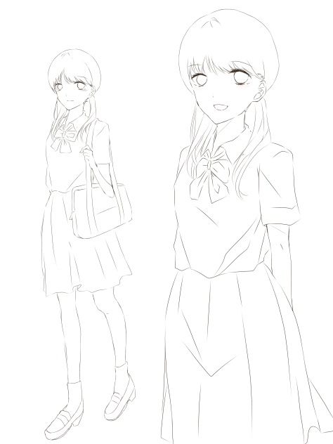女子高生　線画