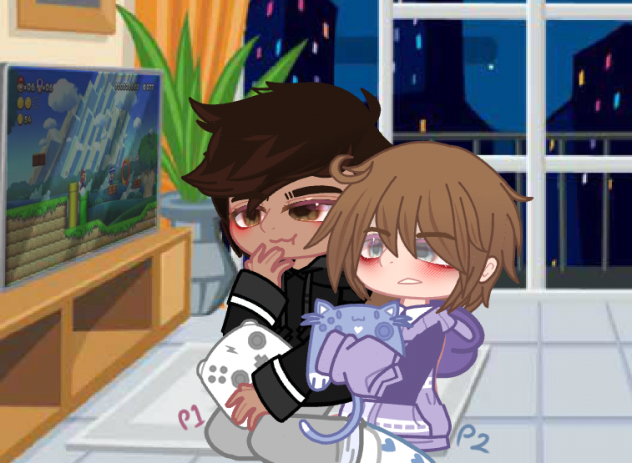 🌈😽+🍎🦊→🎮💕