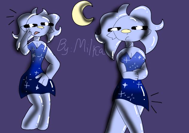 blue girl with space dress