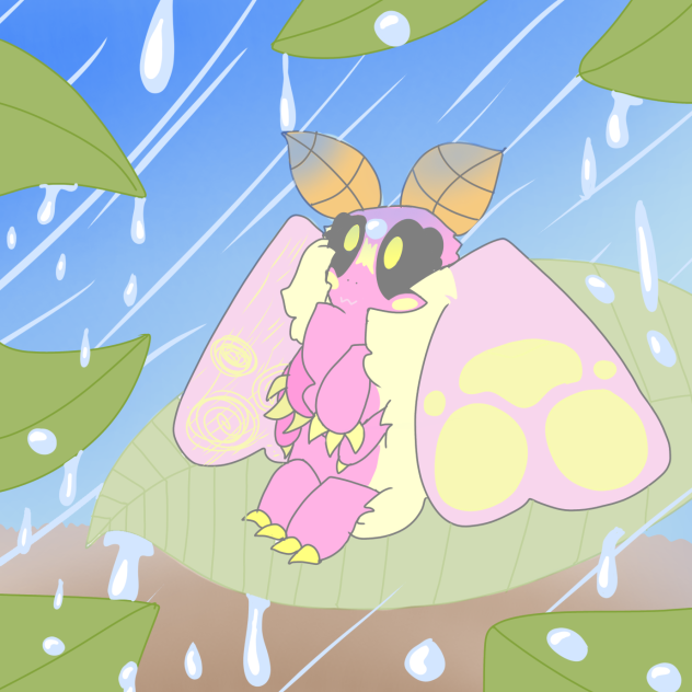 🌸 Rosy maple moth in rain 💦