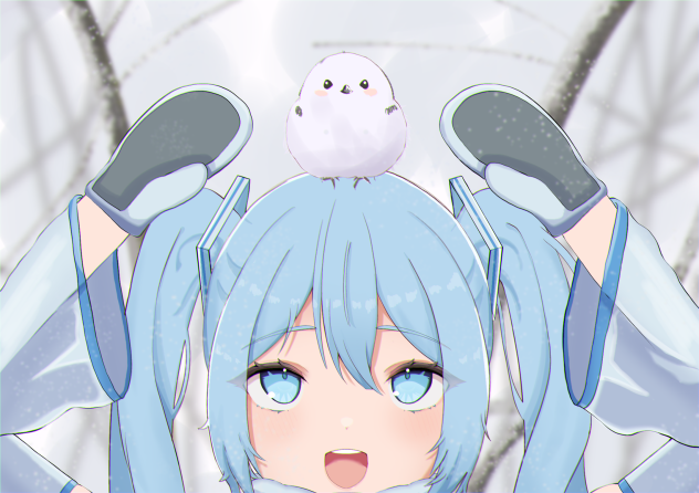 雪ミクとシマエナガ