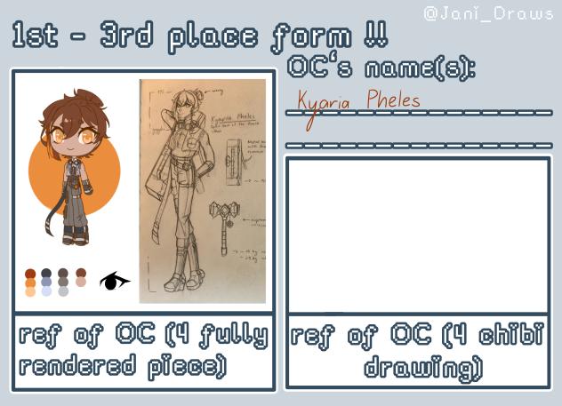 Prize sheet for Jani