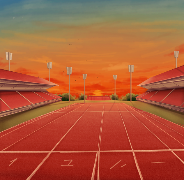 school track sunset