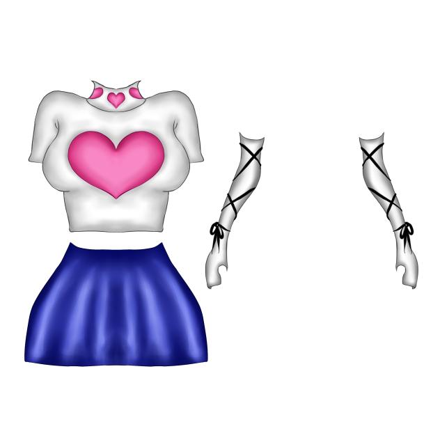 T-Shirt with hearts, straight skirt