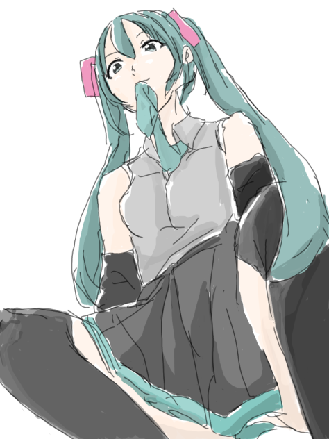 ネクタイを咥えた初音ミクちゃん