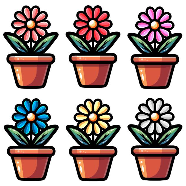 cute flower pots sticker