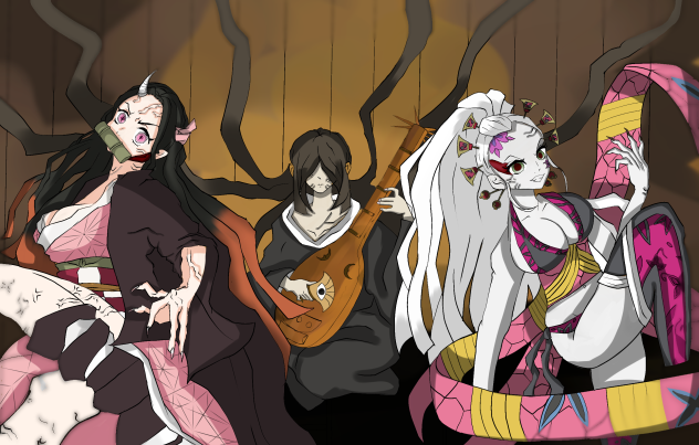 Coloring of demon girls in kny