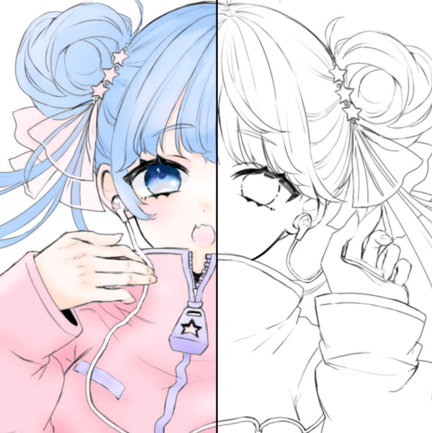 フリー線画半分塗りましたっ