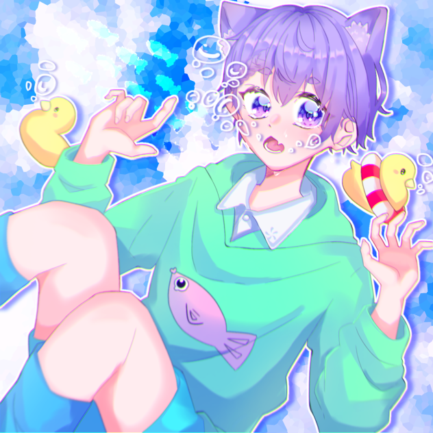 泳ぎたかった猫。