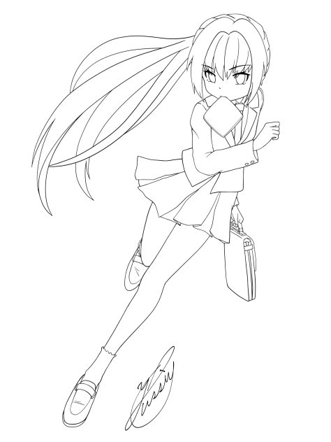 I'm gonna be late! Hurry up!（線画）
