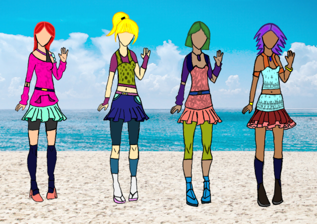 Colorful beach outfits