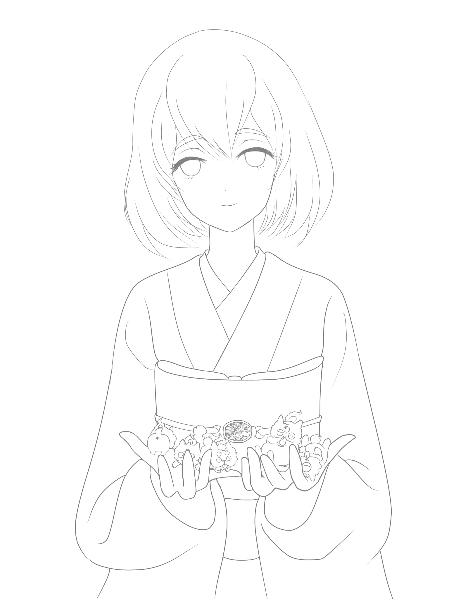 線画 ダイヤモンドとしろ 宝石の国 Ibispaint