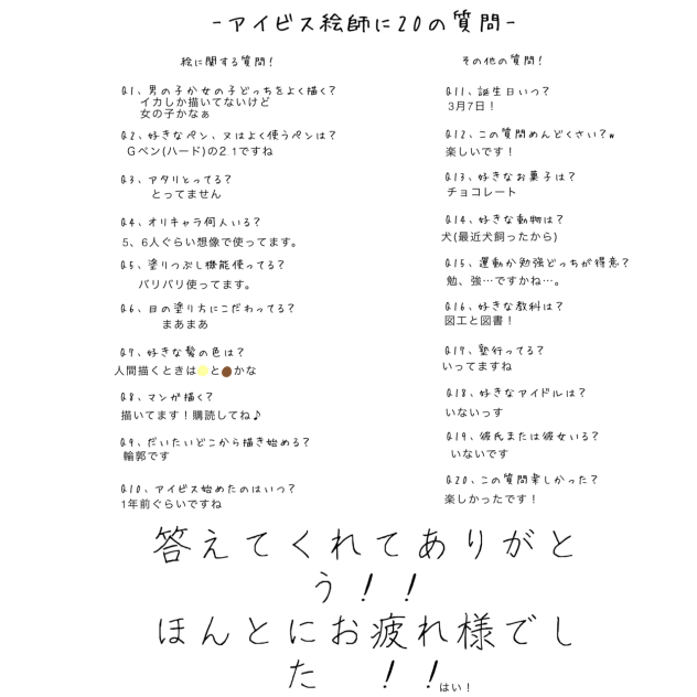 アイビス絵師に20の質問