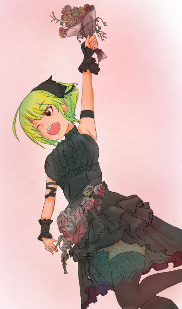 【線画もあります】花束を持った女の子