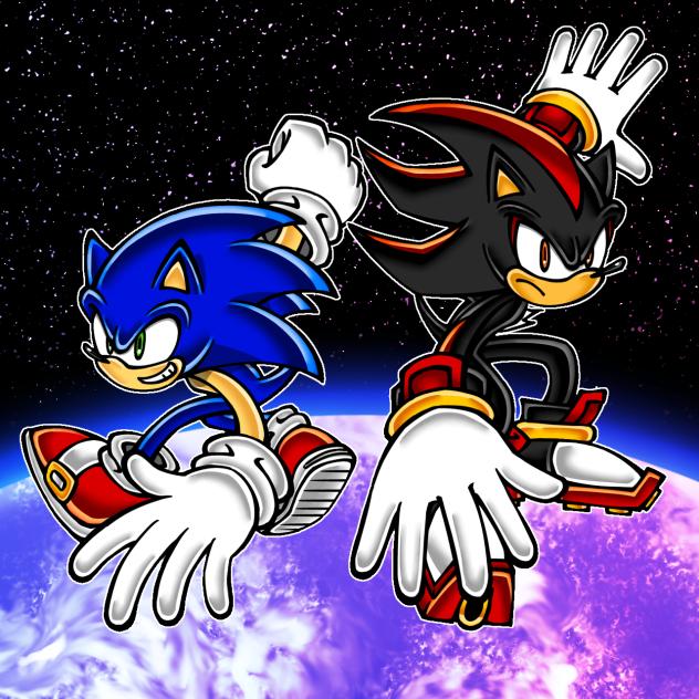 ソニックとシャドウを自分の解釈で描いてみた(完成)