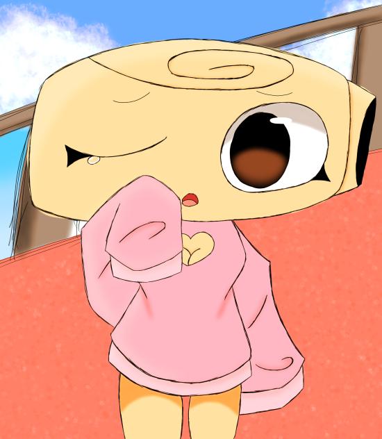 Shelly looks at you on the balcony