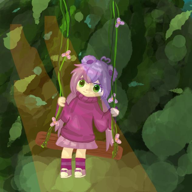 girl on a swing (девочка на качелях) - ibisPaint