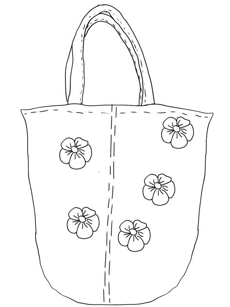 Jeans bag with flowers without shadow
