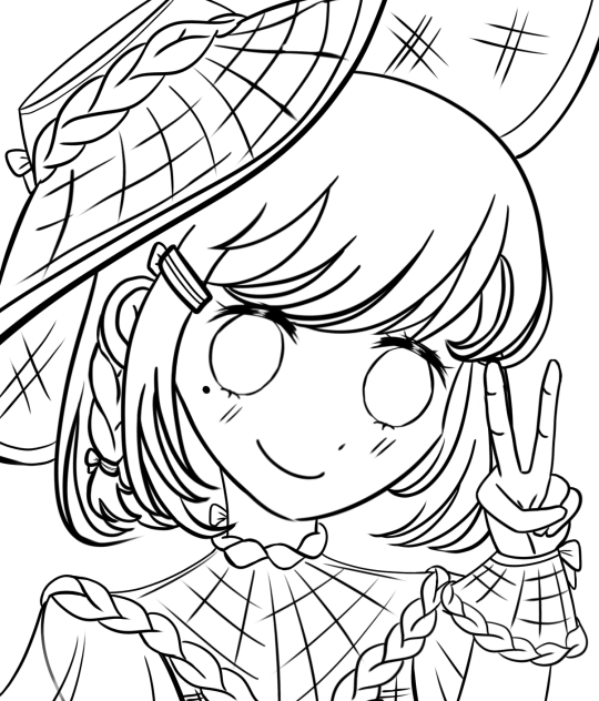 A cute girl line art