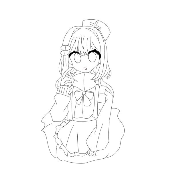 転んじゃった…線画