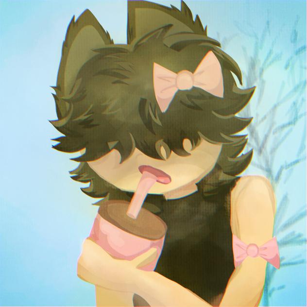 UWU CAT BOY DRINKING A STRAWBERRY DRINK - ibisPaint