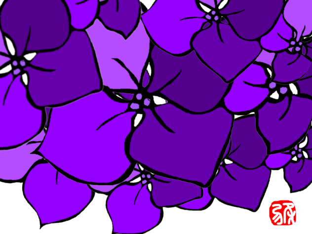 投なわキリ絵ーアジサイ
