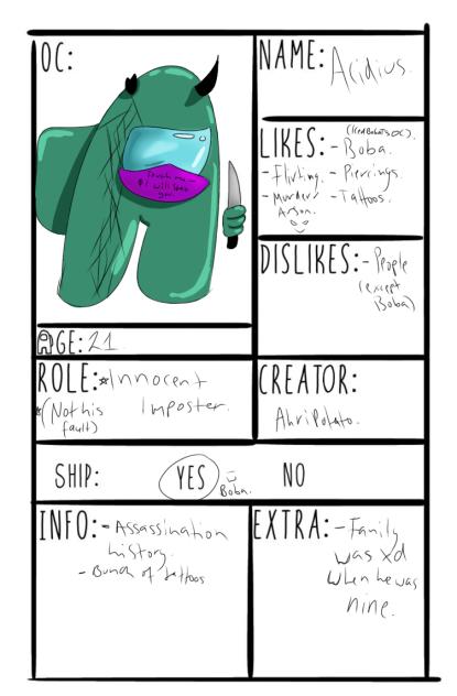 Acidius Among Us Character Sheet