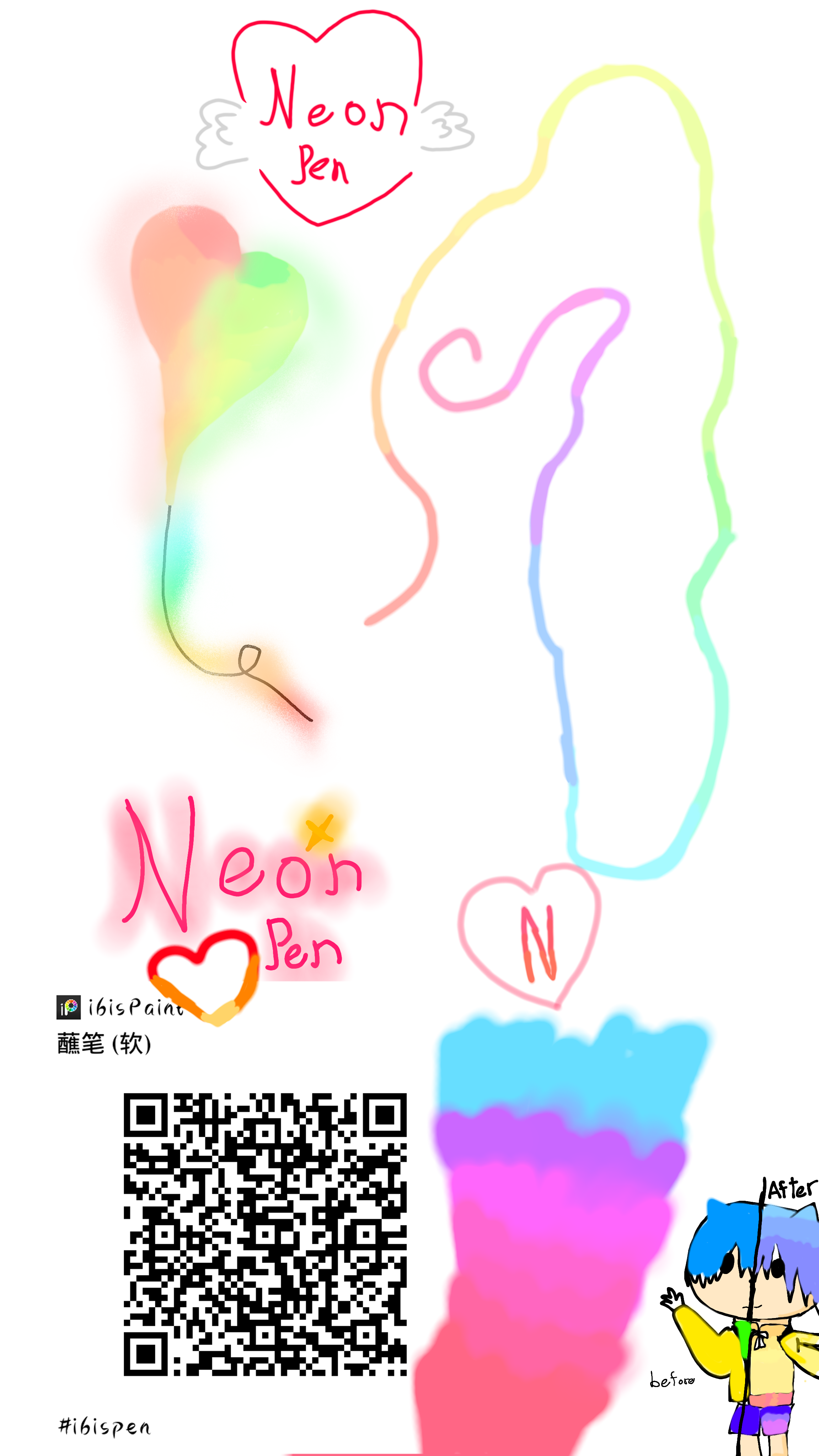 Neon Pen x Rainbow before丨After - ibisPaint