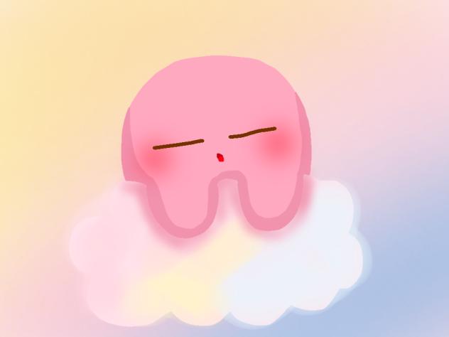 雲に乗っているカービィ