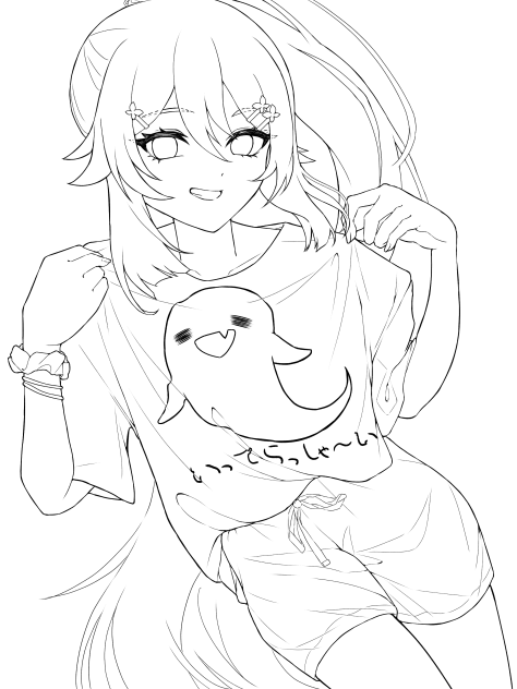 胡桃ちゃん🦋の線画