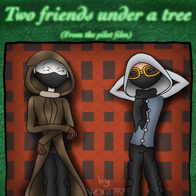 Two friends under a tree