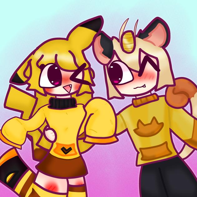 Pikachu x Meowth ♡ Human Version!! ♥︎