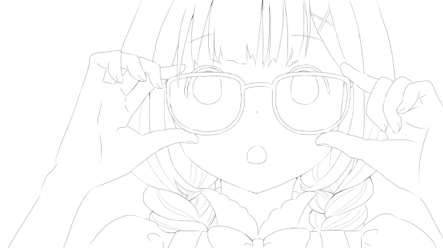 ぬりえ(メガネっ子)