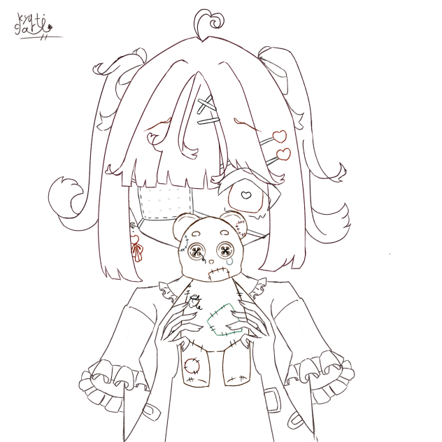 線画（地雷くま）