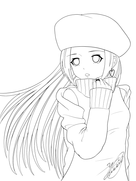 Autumn breeze girl（線画）