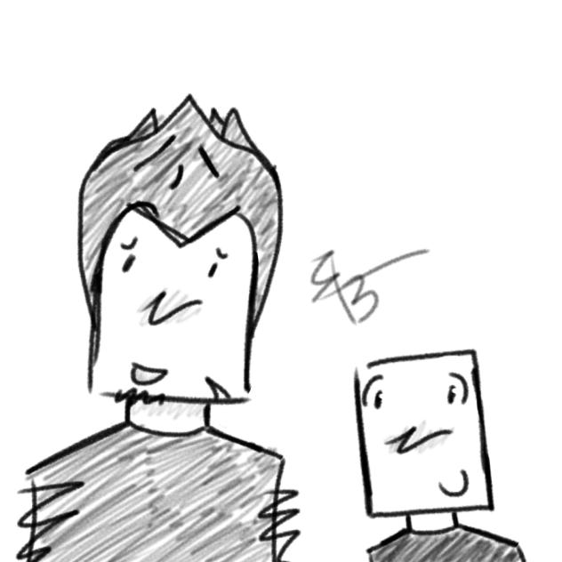 how my oc would draw himself and his son