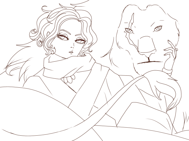 A Lion And Guy Lineart