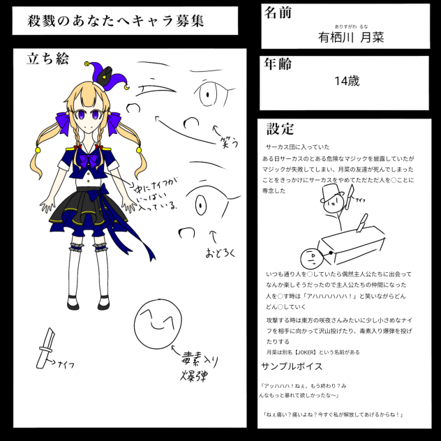 殺戮のあなたへキャラ募集参加します!!!